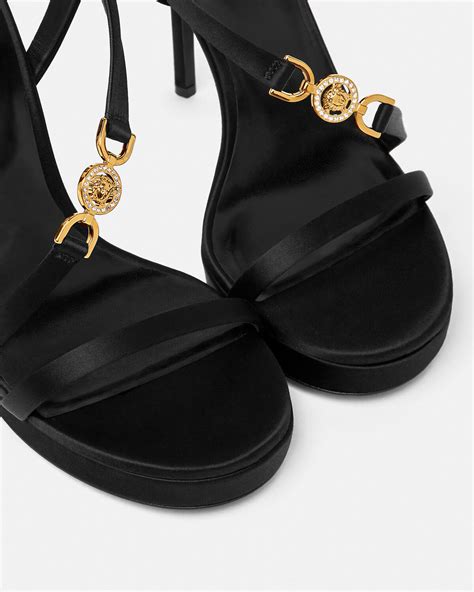 scarpe nere versace medusa|versace 115mm satin sandals.